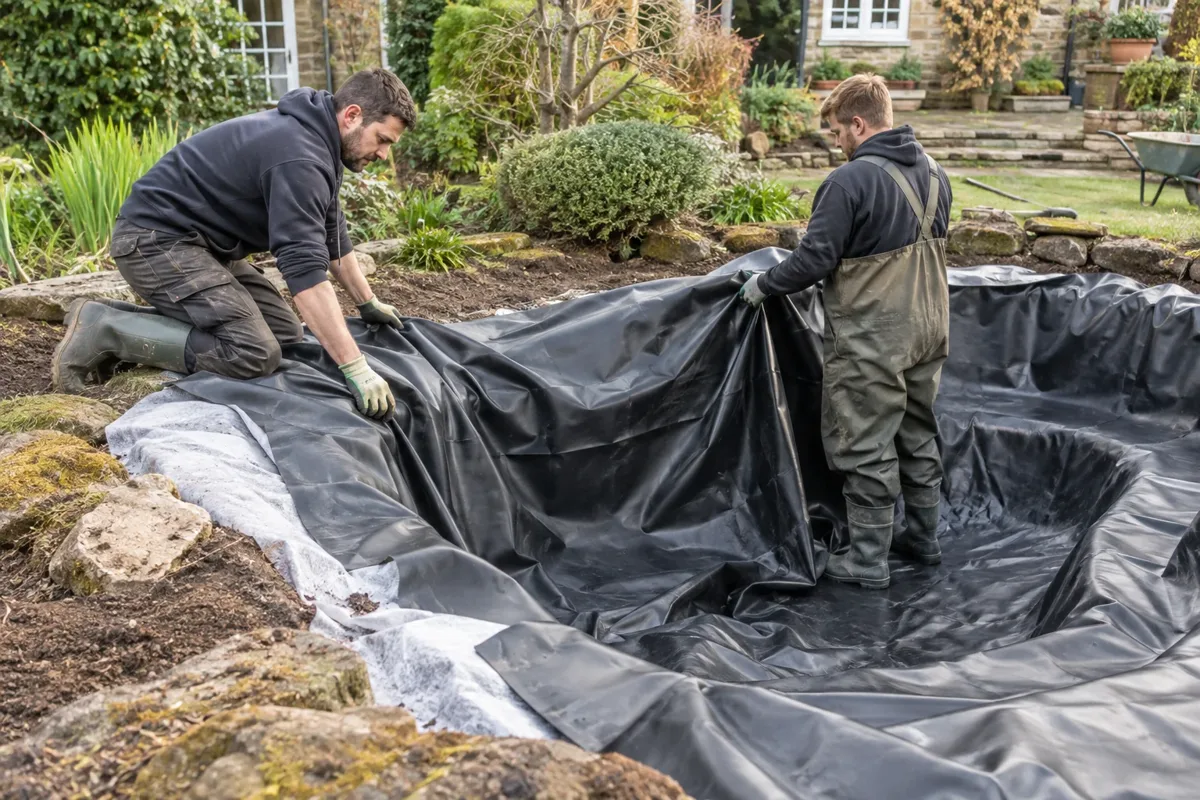 Pond liner replacement work